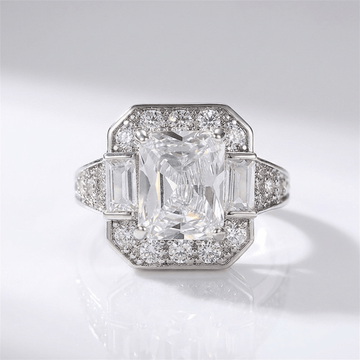 SILVER RECTANGULAR ZIRCONIA RING by Harrison & James - ring product image 1
