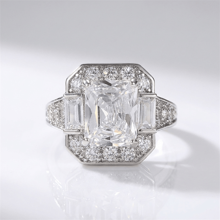 SILVER RECTANGULAR ZIRCONIA RING by Harrison & James - ring product image 1