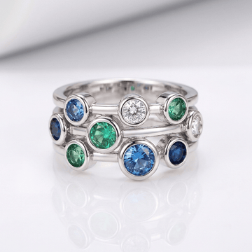 SILVER COLORFUL GEMSTONE RING by Harrison & James - ring product image 1