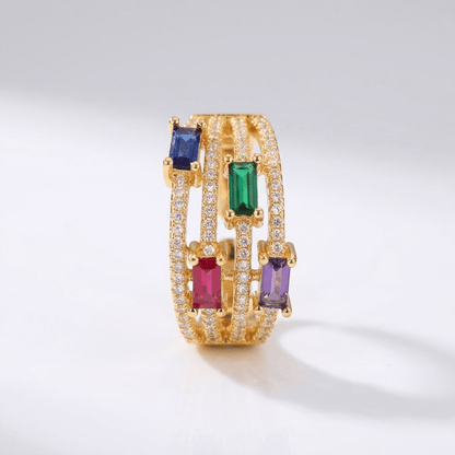 GOLD COLORFUL GEMSTONE RING - (ADJUSTABLE) by Harrison & James - ring product image 1