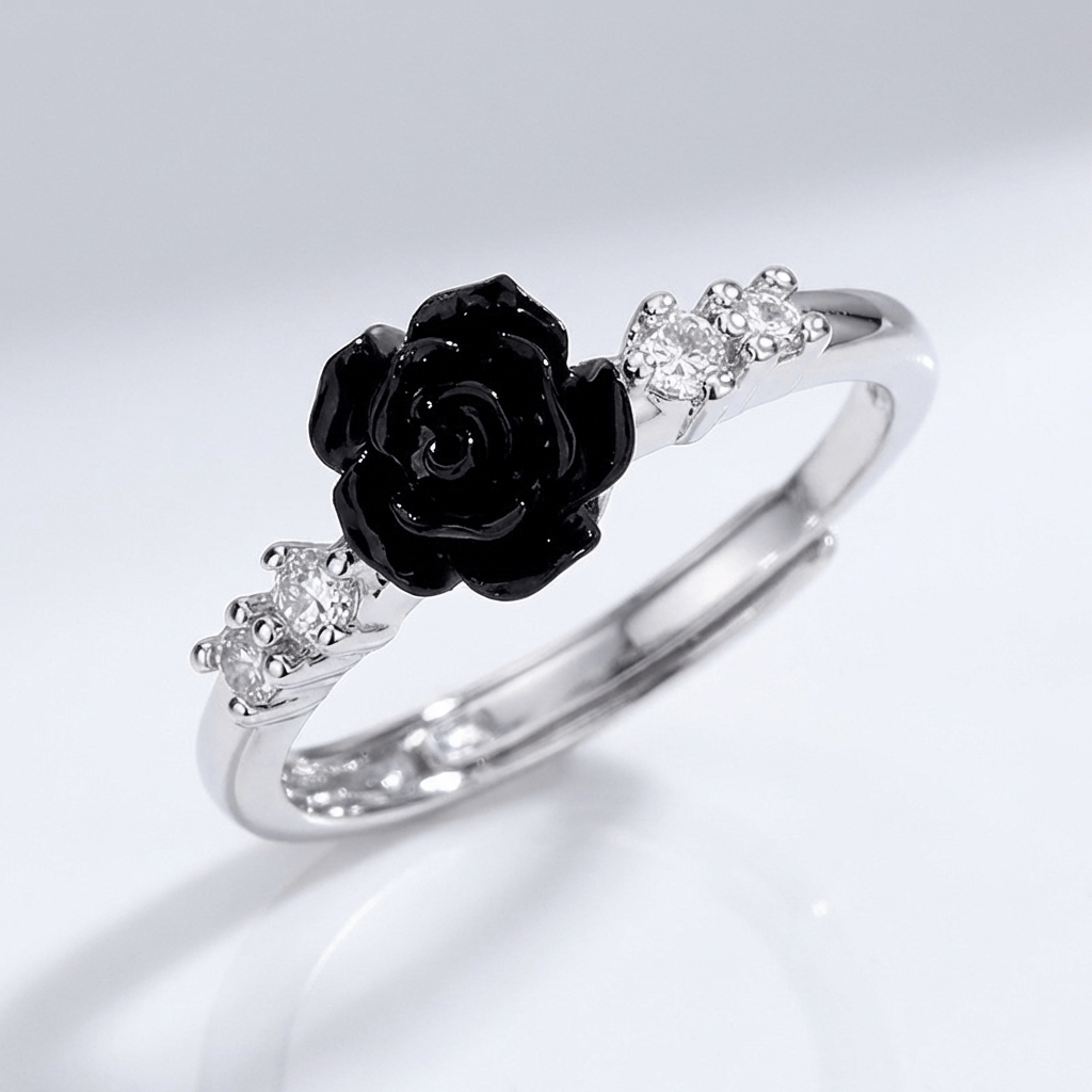 SILVER ROSE DIAMOND RING - (ADJUSTABLE) by Harrison & James - ring product image 7