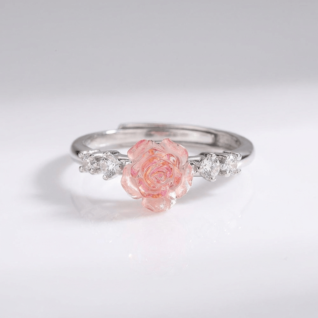 SILVER ROSE DIAMOND RING - (ADJUSTABLE) by Harrison & James - ring product image 5