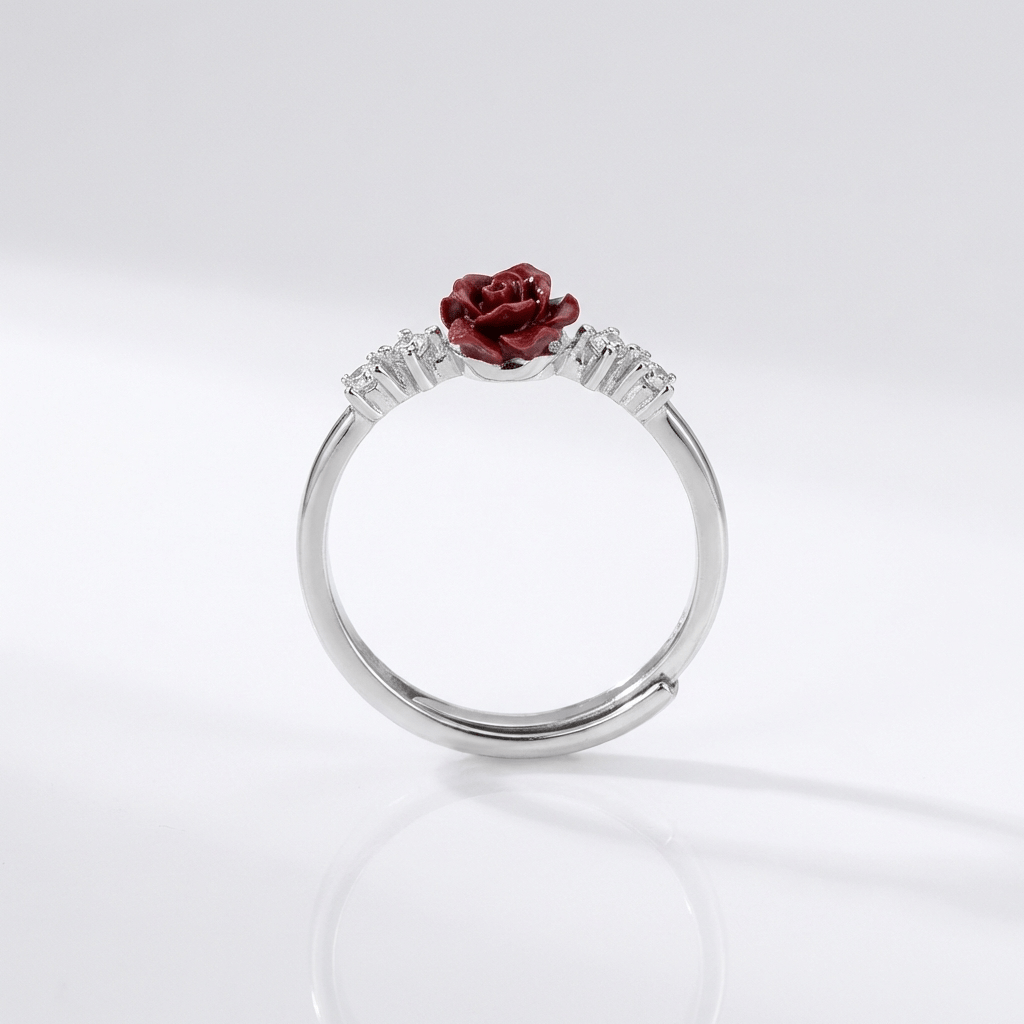 SILVER ROSE DIAMOND RING - (ADJUSTABLE) by Harrison & James - ring product image 3