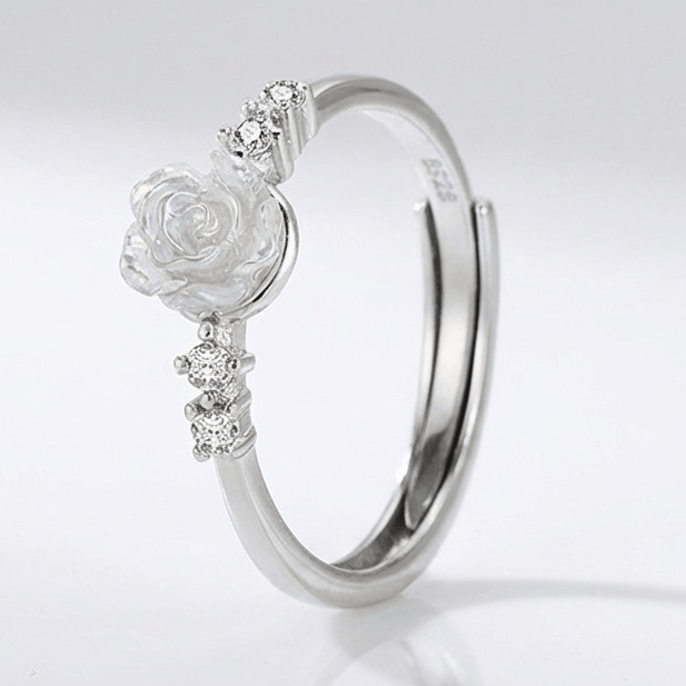 SILVER ROSE DIAMOND RING - (ADJUSTABLE) by Harrison & James - ring product image 1