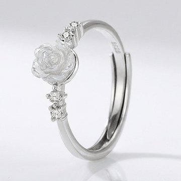 SILVER ROSE DIAMOND RING - (ADJUSTABLE) by Harrison & James - ring product image 1