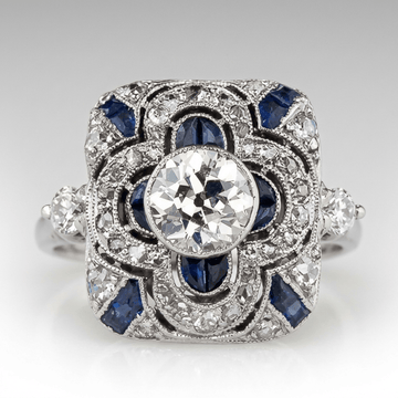 SILVER DIAMOND SAPPHIRE VINTAGE RING by Harrison & James - ring product image 1