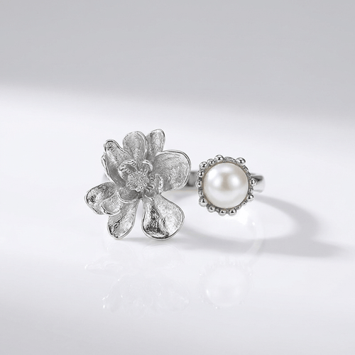 SILVER PEARL BEADED RING by Harrison & James - ring product image 1
