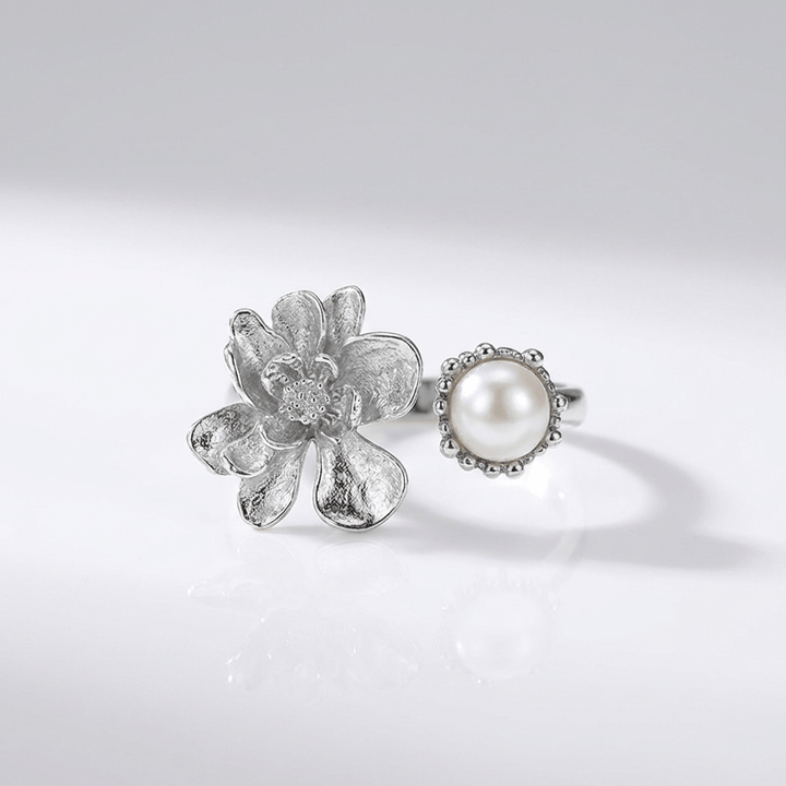 SILVER PEARL BEADED RING by Harrison & James - ring product image 1