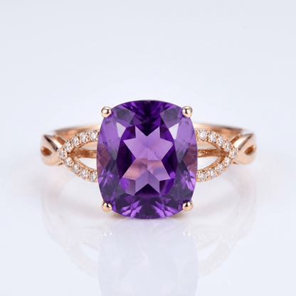 ROSE GOLD AMETHYST CUSHION RING - (ADJUSTABLE) by Harrison & James - ring product image 1