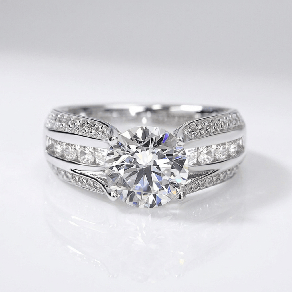 SILVER ROUND DIAMOND PAVE BAND RING by Harrison & James - ring product image 1
