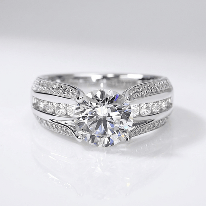 SILVER ROUND DIAMOND PAVE BAND RING by Harrison & James - ring product image 1