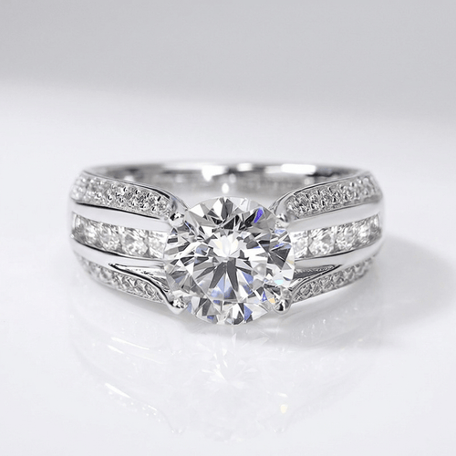 SILVER ROUND DIAMOND PAVE BAND RING by Harrison & James - ring product image 1