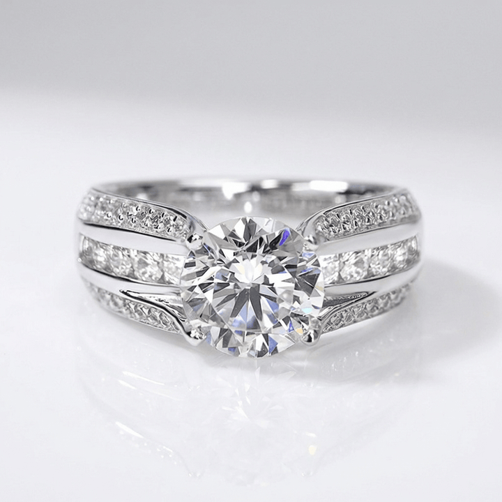 SILVER ROUND DIAMOND PAVE BAND RING by Harrison & James - ring product image 1