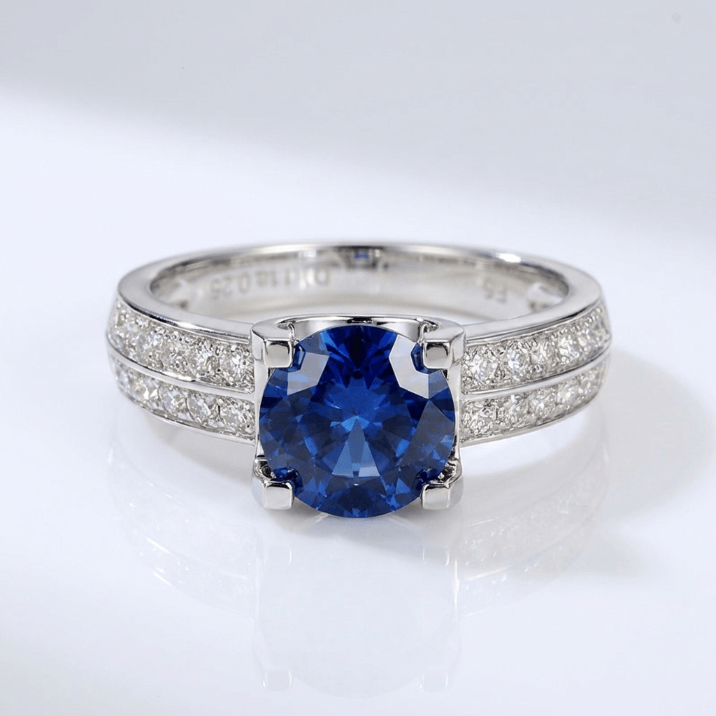 SILVER ROUND DIAMOND PAVE SOLITAIRE RING - (ADJUSTABLE) by Harrison & James - ring product image 5