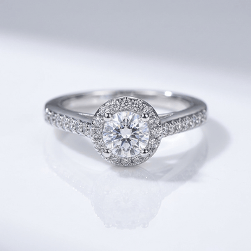 SILVER CUSHION DIAMOND PAVE HALO RING by Harrison & James - ring product image 1