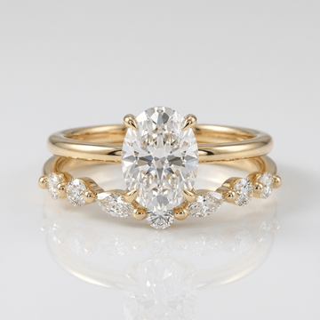 GOLD OVAL DIAMOND MARQUISE BAND SET by Harrison & James - ring product image 1