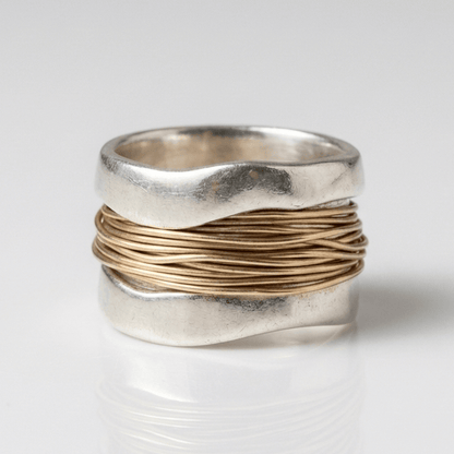 HANDMADE SILVER GOLD WIRE WRAP RING by Harrison & James - ring product image 1