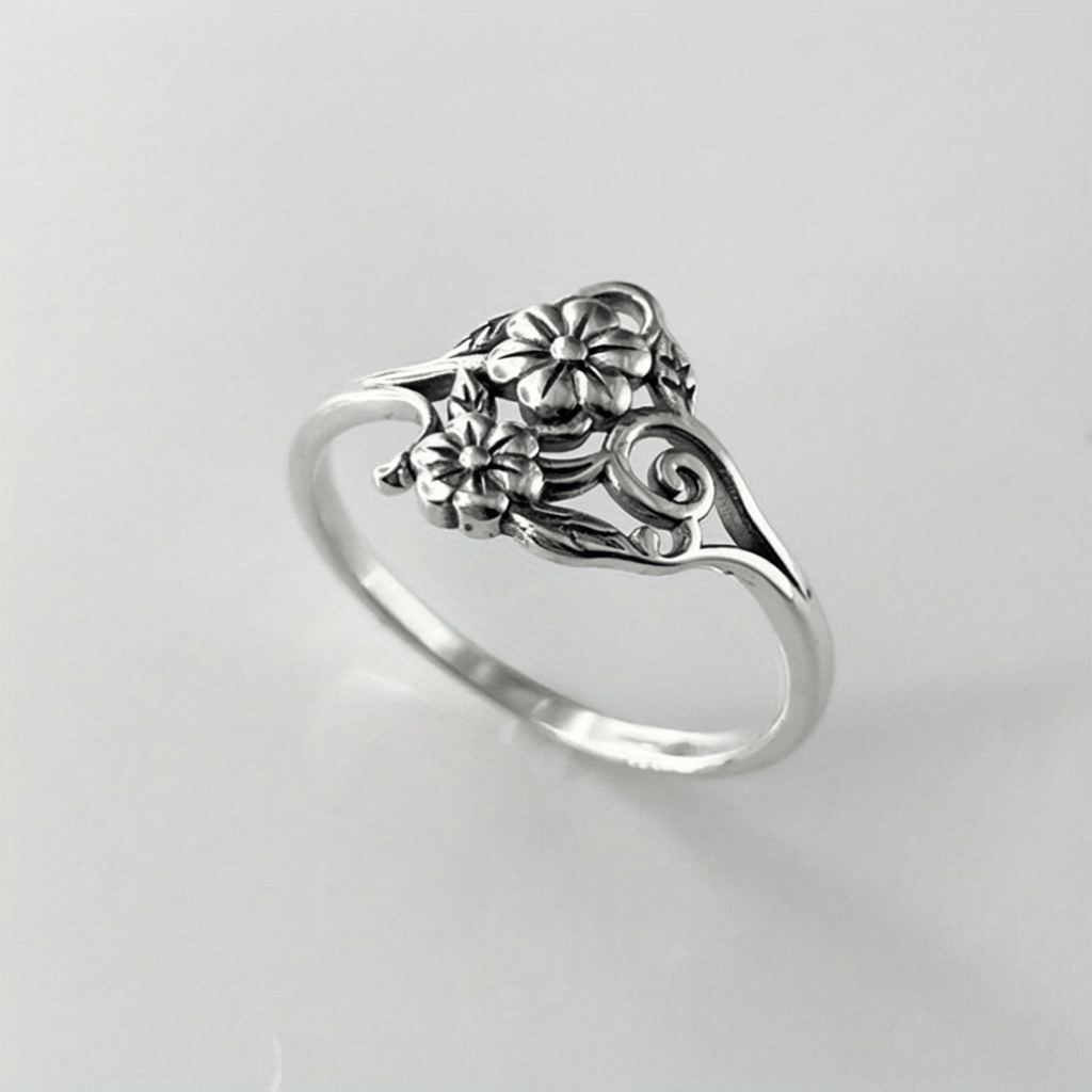 SILVER FLOWER ORNATE RING by Harrison & James - ring product image 1