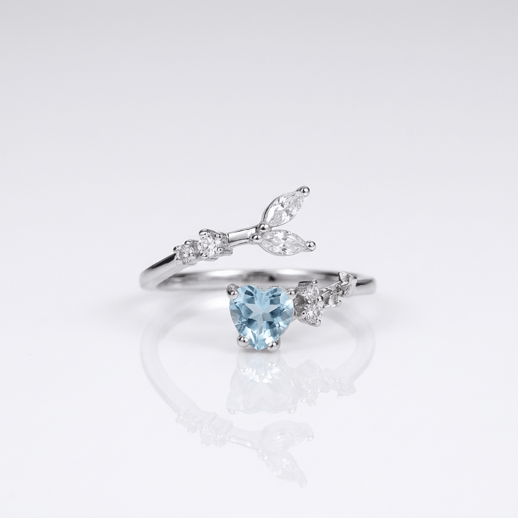 SILVER BLUE TOPAZ SOLITAIRE RING - (ADJUSTABLE) by Harrison & James - ring product image 1