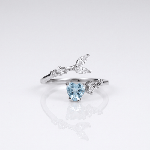 SILVER BLUE TOPAZ SOLITAIRE RING - (ADJUSTABLE) by Harrison & James - ring product image 1