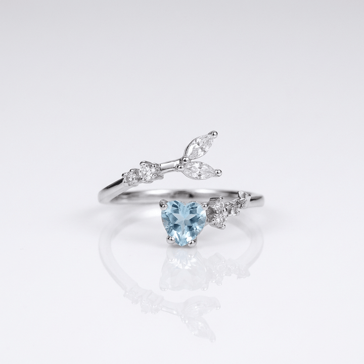 SILVER BLUE TOPAZ SOLITAIRE RING - (ADJUSTABLE) by Harrison & James - ring product image 1