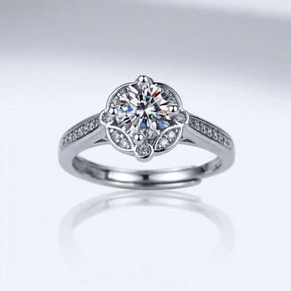 SILVER DIAMOND BLOOM RING - (ADJUSTABLE) by Harrison & James - ring product image 1