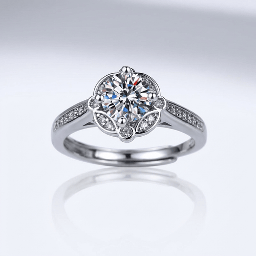 SILVER DIAMOND BLOOM RING - (ADJUSTABLE) by Harrison & James - ring product image 1
