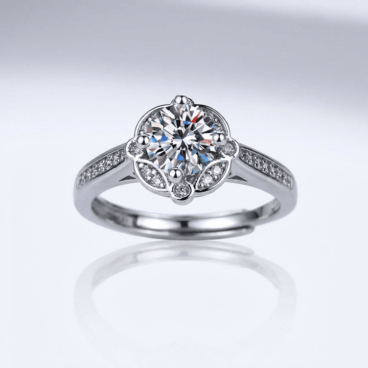SILVER DIAMOND BLOOM RING - (ADJUSTABLE) by Harrison & James - ring product image 1