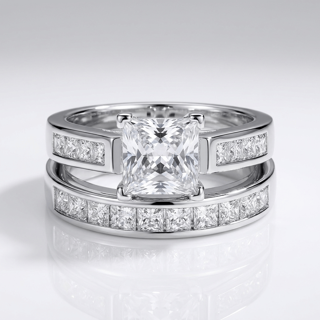 SILVER SQUARE ZIRCONIA HALO RING by Harrison & James - ring product image 3