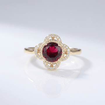 GOLD RUBY DIAMOND HALO RING by Harrison & James - ring product image 1