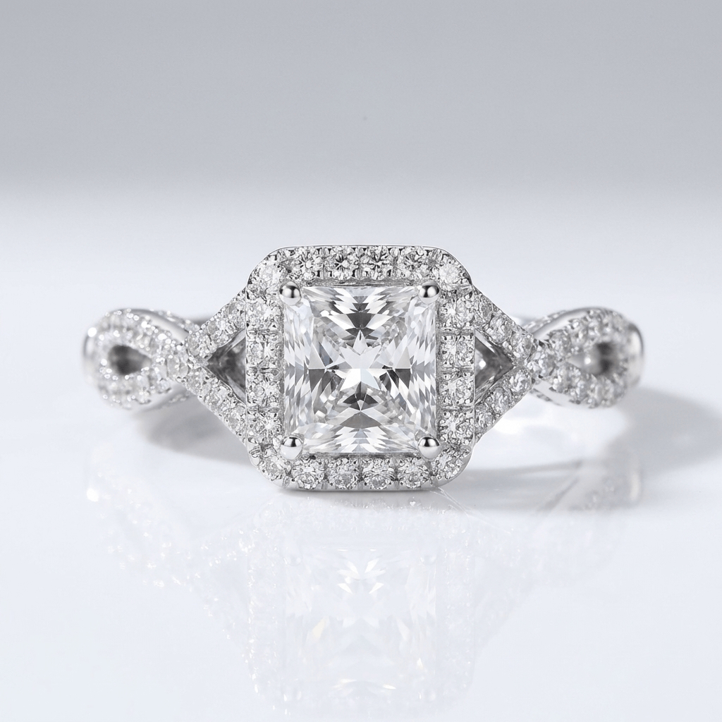 SILVER CUSHION DIAMOND TRILOGY RING by Harrison & James - ring product image 1