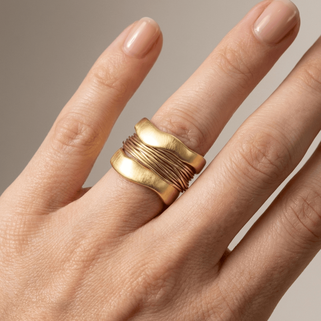 HANDMADE SILVER GOLD WIRE WRAP RING by Harrison & James - ring product image 4