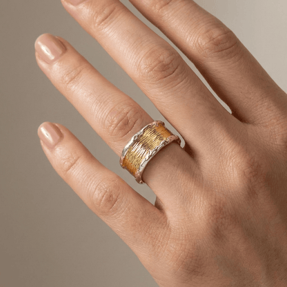 HANDMADE GOLD SILVER TWO TONE RING - (ADJUSTABLE) by Harrison & James - ring product image 2