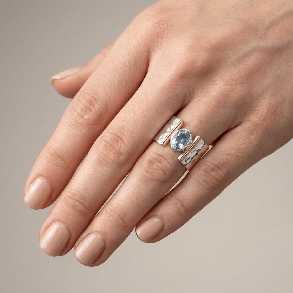 SILVER GOLD TOPAZ MODERN RING by Harrison & James - ring product image 2