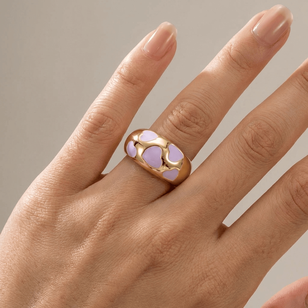 GOLD PURPLE ENAMEL DOME RING by Harrison & James - ring product image 2