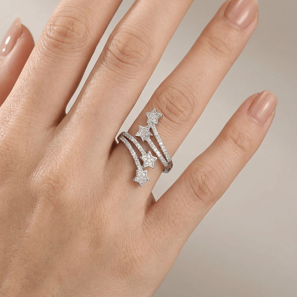 SILVER STAR ZIRCONIA WRAP - (ADJUSTABLE) by Harrison & James - jewelry product image 2