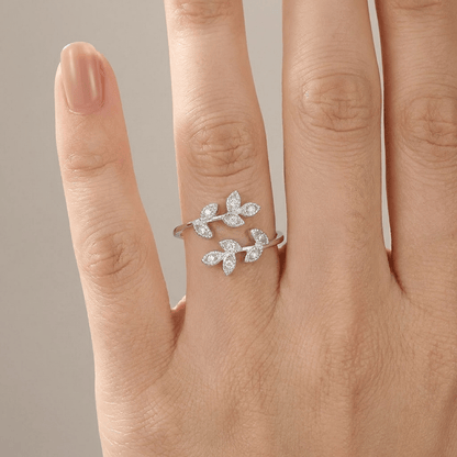 SILVER ZIRCONIA LEAF WRAP - (ADJUSTABLE) by Harrison & James - jewelry product image 2