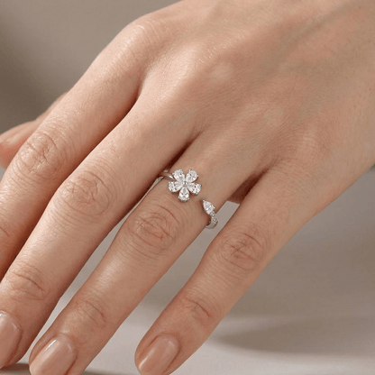 SILVER ZIRCONIA FLOWER - (ADJUSTABLE) by Harrison & James - jewelry product image 2