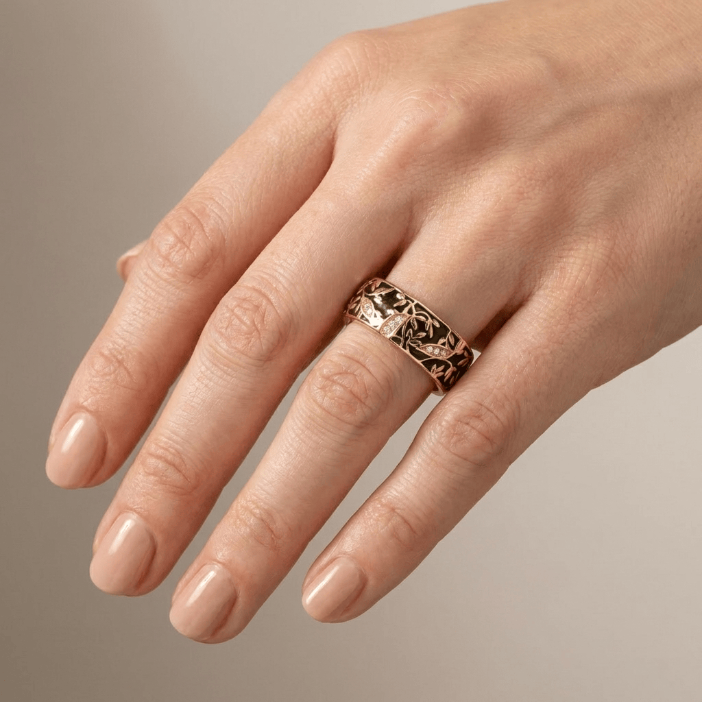 GOLD VINTAGE LEAF BAND RING by Harrison & James - ring product image 2