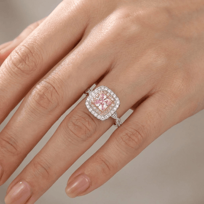 PINK CUSHION ZIRCONIA HALO RING by Harrison & James - ring product image 2