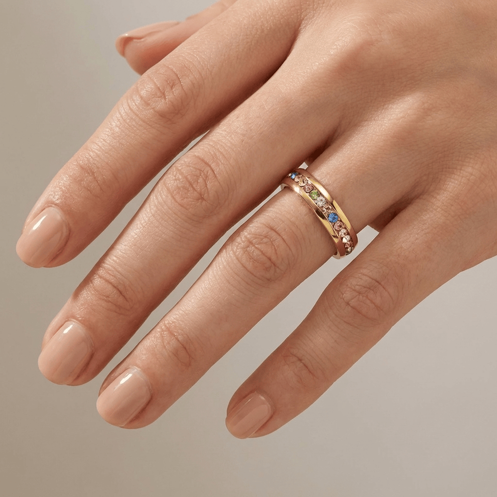 COLORFUL CRYSTAL ETERNITY BAND RING by Harrison & James - ring product image 2