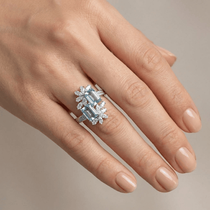 AQUAMARINE CRYSTAL SILVER RING - (ADJUSTABLE) by Harrison & James - ring product image 2