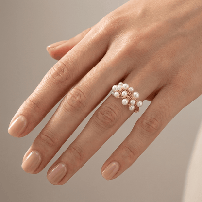 GOLD PEARL CLUSTER BANGLE RING - (ADJUSTABLE) by Harrison & James - bracelet product image 2