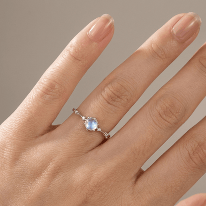 SILVER MOONSTONE VINTAGE RING - (ADJUSTABLE) by Harrison & James - ring product image 2