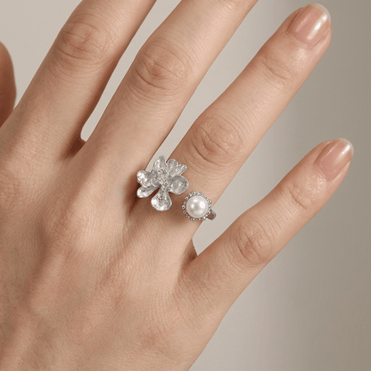 SILVER PEARL BEADED RING by Harrison & James - ring product image 2