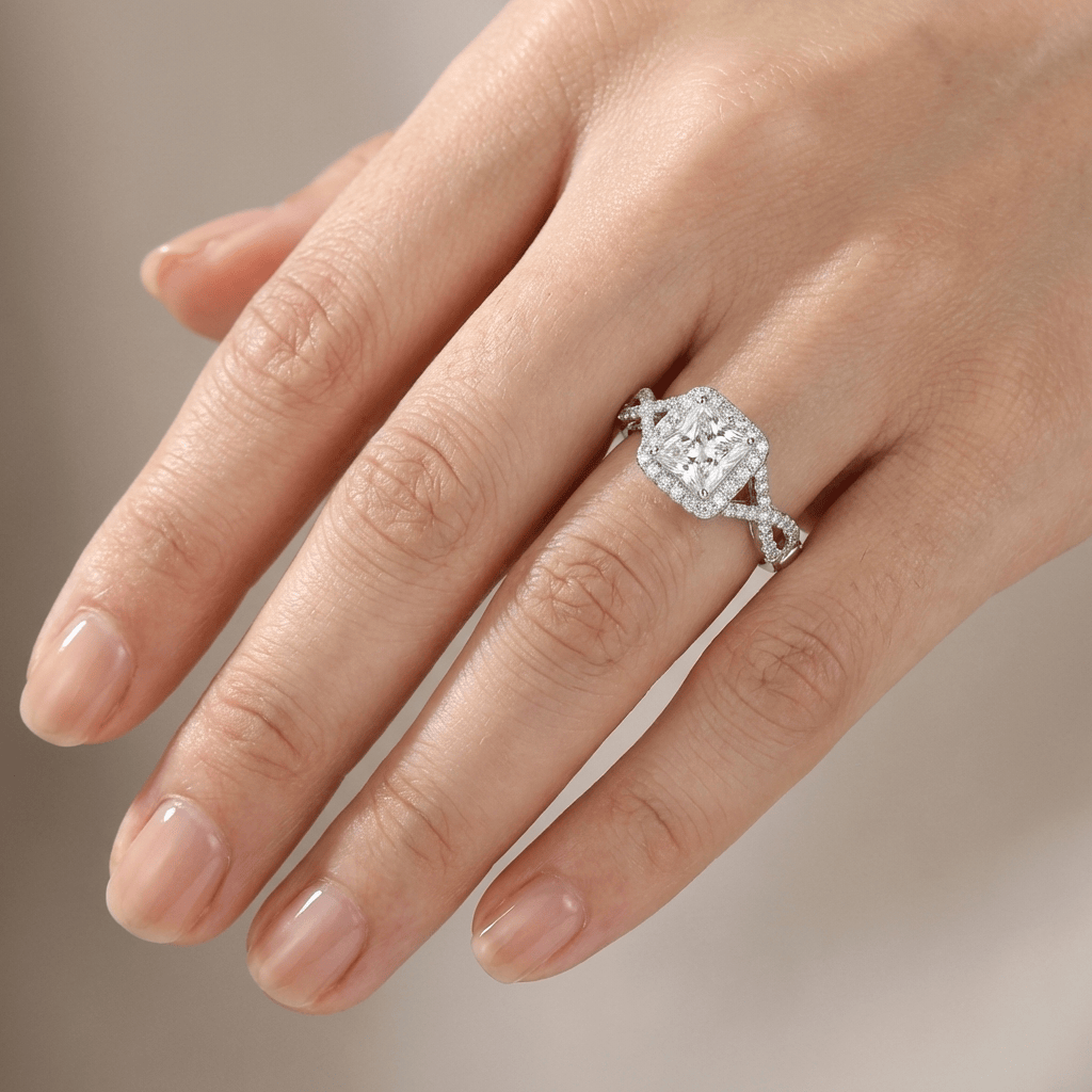 SILVER CUSHION DIAMOND TRILOGY RING by Harrison & James - ring product image 2