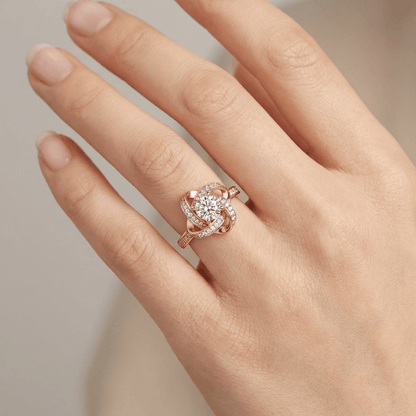 ROSE GOLD ZIRCONIA TWISTED KNOT RING - (ADJUSTABLE) by Harrison & James - ring product image 2