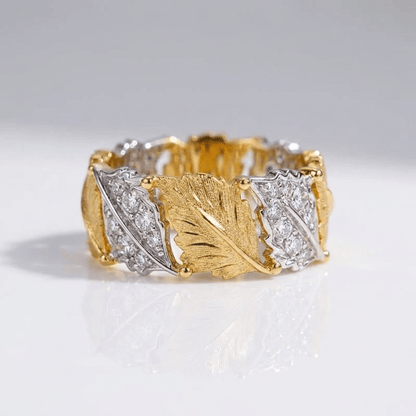 GOLD SILVER LEAF PAVE RING - (ADJUSTABLE) by Harrison & James - ring product image 1