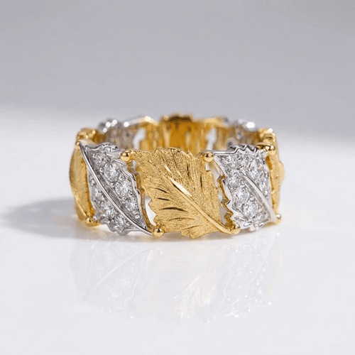GOLD SILVER LEAF PAVE RING - (ADJUSTABLE) by Harrison & James - ring product image 1
