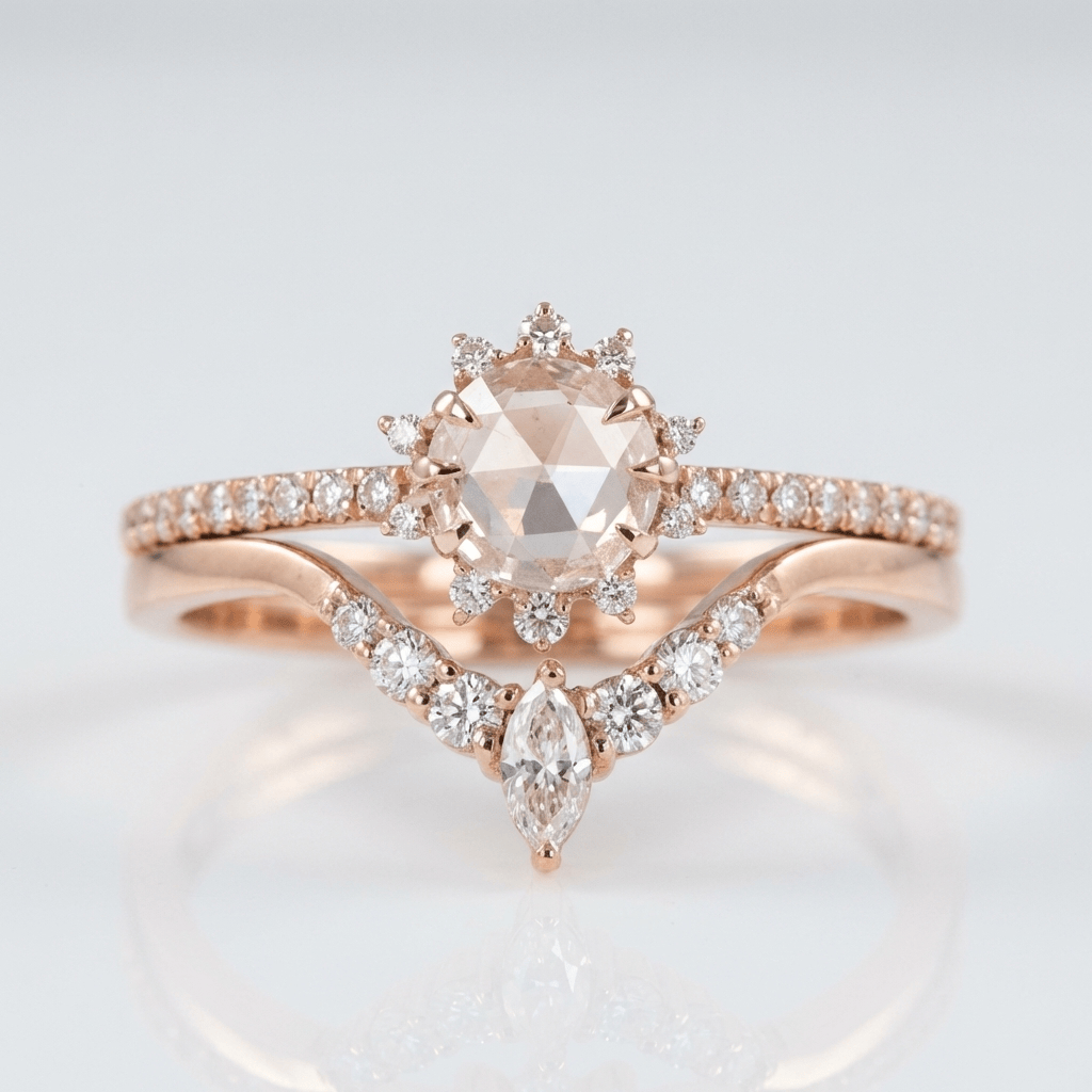 ROSE GOLD ZIRCONIA HALO RING by Harrison & James - ring product image 1